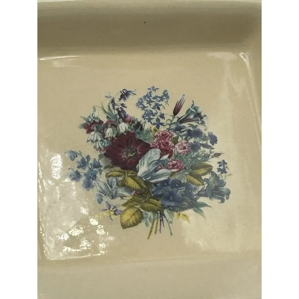 Home Garden Party Serving Tray Stoneware Collection Floral Print 3 Section